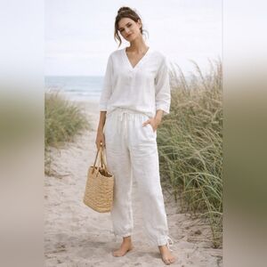 Hot Cotton White 100% Linen Pant